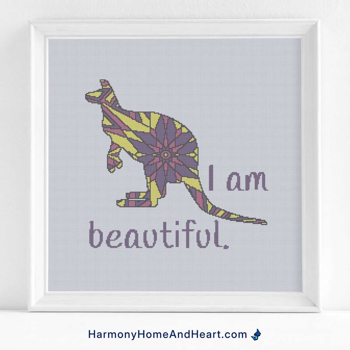 Australian Animal - Kangaroo - I Am Beautiful - Affirmation Cross Stitch Pattern Australian Animal - Kangaroo - I Am Beautiful - Affirmation Cross Stitch Pattern