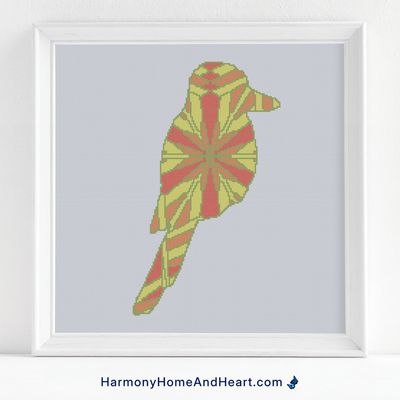 Australian Animal - Kookaburra - Mandala Silhouette Cross Stitch Pattern