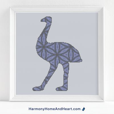 Australian Animal - Emu - Mandala Silhouette Cross Stitch Pattern