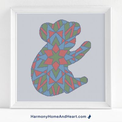 Australian Animal - Koala - Mandala Silhouette Cross Stitch Pattern