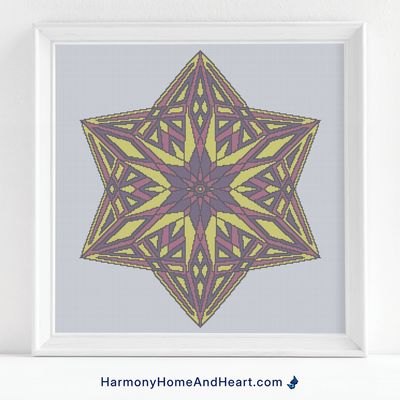 Violet Sun Mandala Cross Stitch Pattern