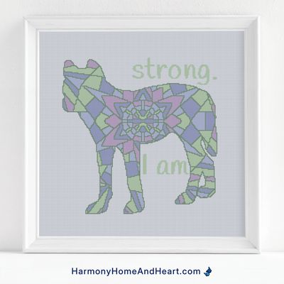 Australian Animal - Dingo - I Am Strong - Affirmation Cross Stitch Pattern