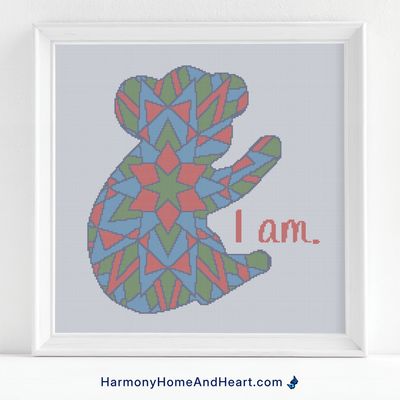 Australian Animal - Koala - I Am - Affirmation Cross Stitch Pattern