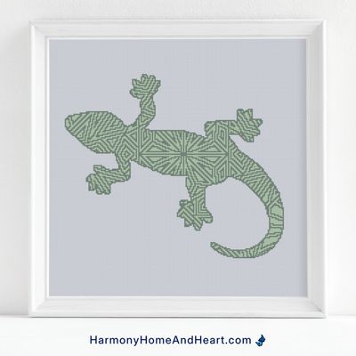 Australian Animal - Gecko - Mandala Silhouette Cross Stitch Pattern