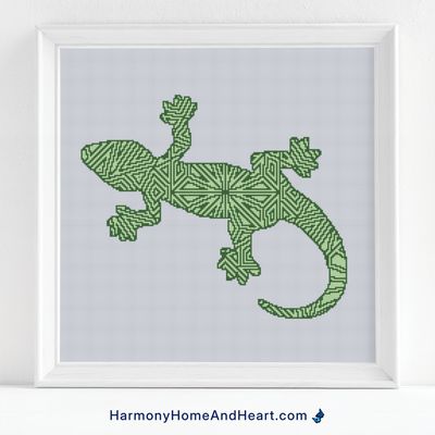 Australian Animal - Gecko - Mandala Silhouette Cross Stitch Pattern