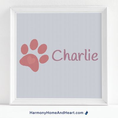 Custom Paw Print Name Cross Stitch Pattern Custom Paw Print Name Cross Stitch Pattern