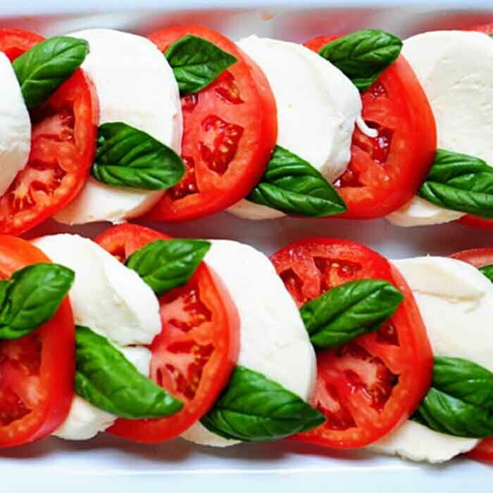 Mozzarella and Tomatoes with basil