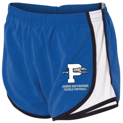 Women's Track Shorts, available in Blue or Black