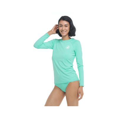 JetPilot Body Glove Women's Basic Fitted Long Sleeve Rash Guard Tops, Black, Lar
