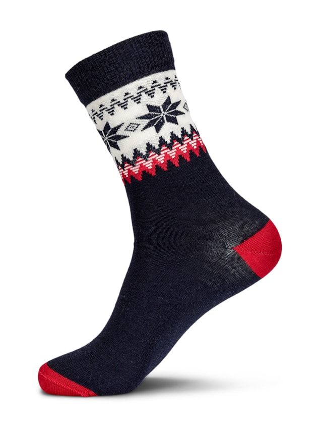 Dale of Norway MYKING Socks, Color: Navy/Rouge/Blanc cassé, Size: S