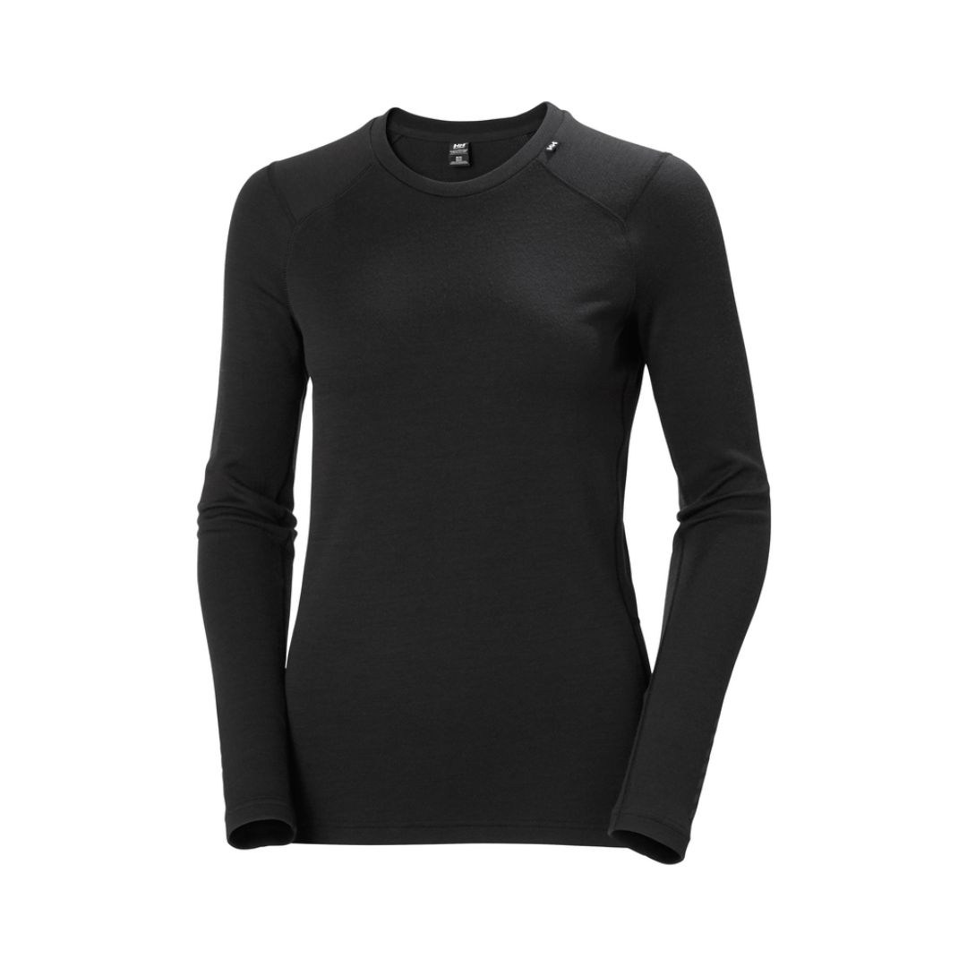 HH LIFA MERINO MIDWEIGHT Women&#39;s Baselayer Top, Color: Noir, Size: XS