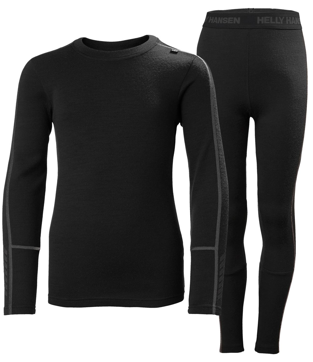 HH LIFA MERINO Junior Base Layer Set, Color: Noir, Size: 164cm/14ans