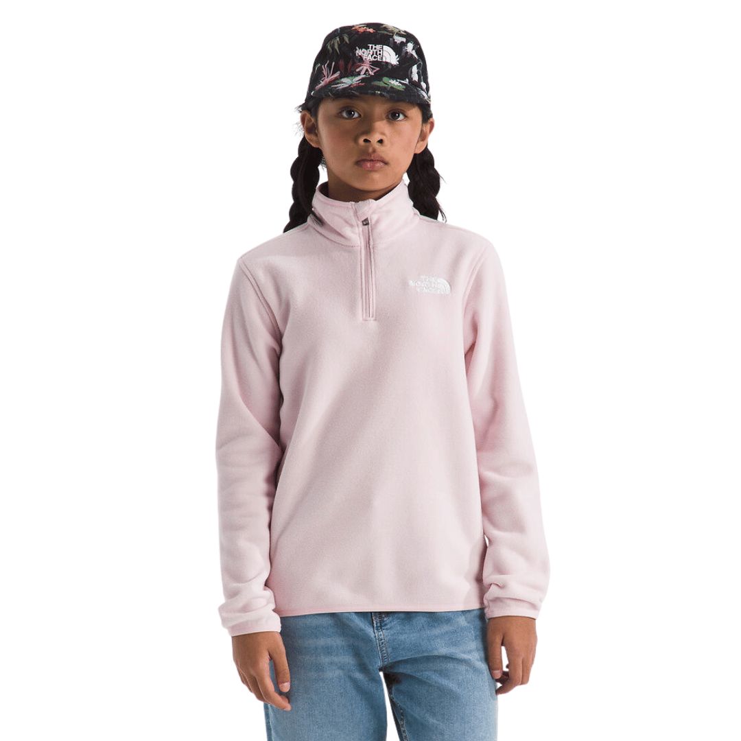 TNF TEEN GLACIER 1/4 Zip Junior Long Sleeve Sweater, Color: Rose Blossom, Size: XS
