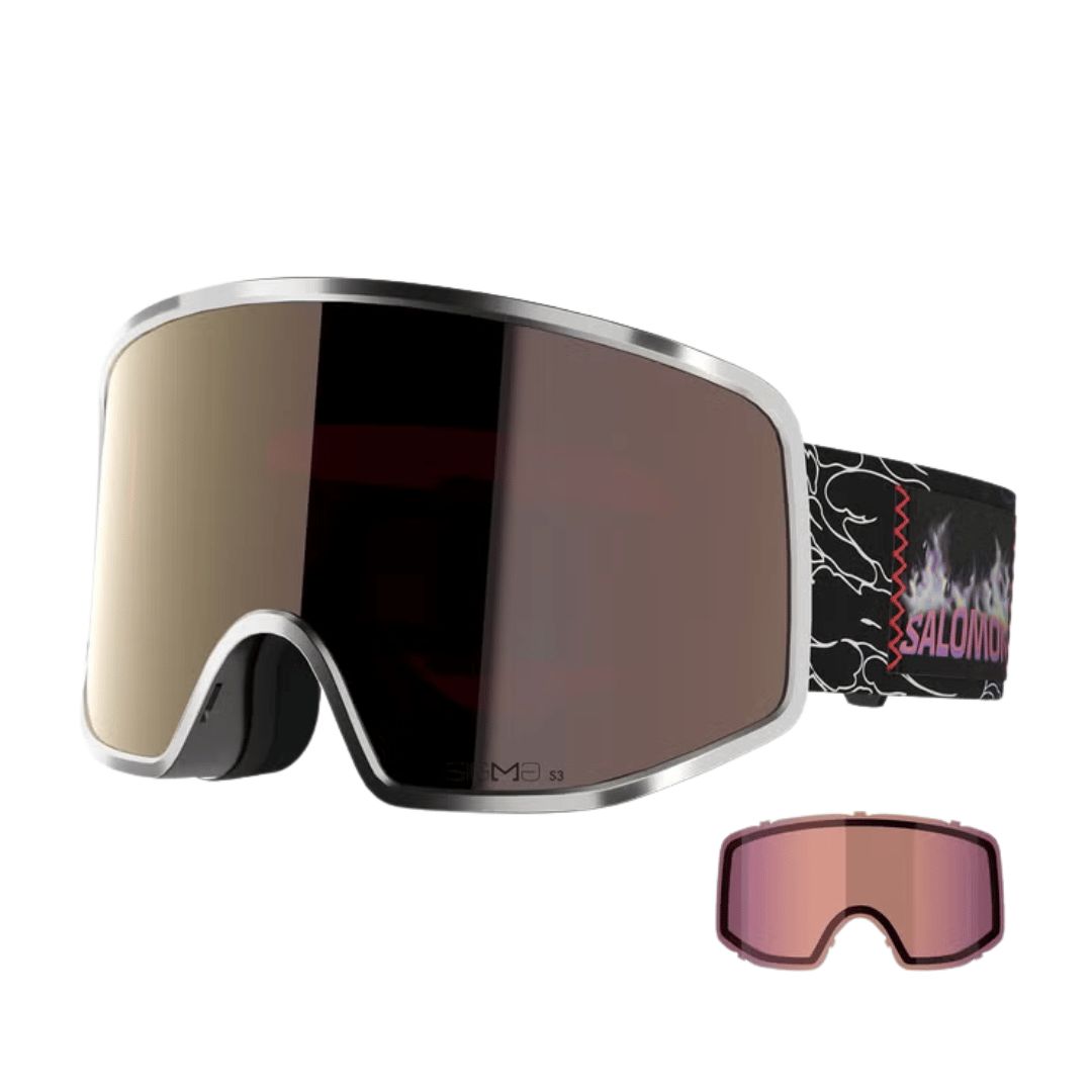 Salomon SENTRY PRO SIGMA Ski Goggles, Color - Lens(es): Metal Argenté - Metal Gun S3 et Bleu Pale S1