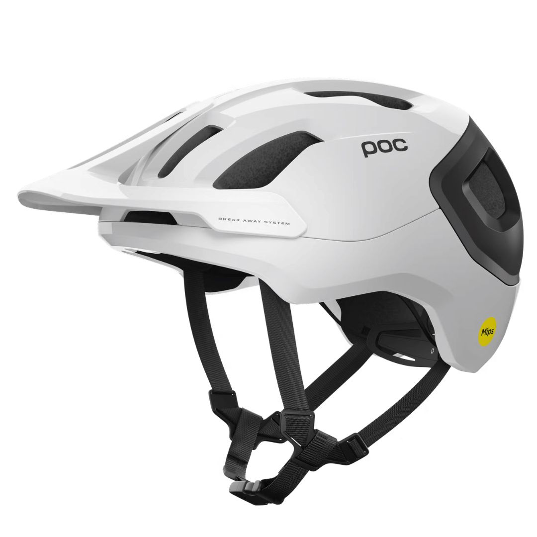 POC AXION RACE MIPS Bike Helmet, Color: Hydrogen White/Uranium Black Matt, Size: S