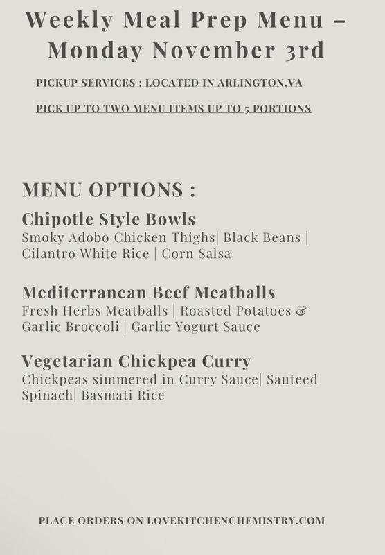 MEAL PREP MENU - NOVEMBER 3RD