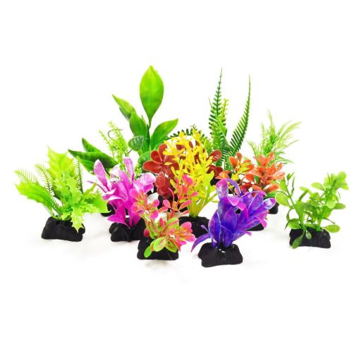 AQUATOP PD-MULTI2 12 Pack 3 Inch Small Weeds Plastic Aquarium Plants