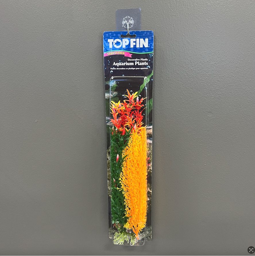3PK Plastic Plants Orange/Green/Red