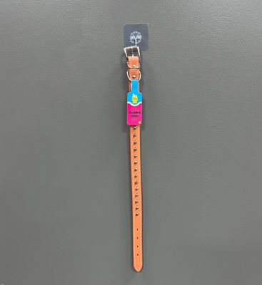 23&quot; Brown Studded Leather collar