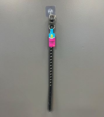 Black Studed Leather Collar