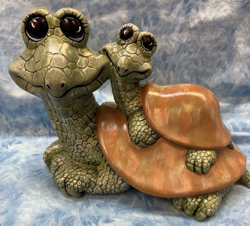 turtle w/baby on back ceramic
