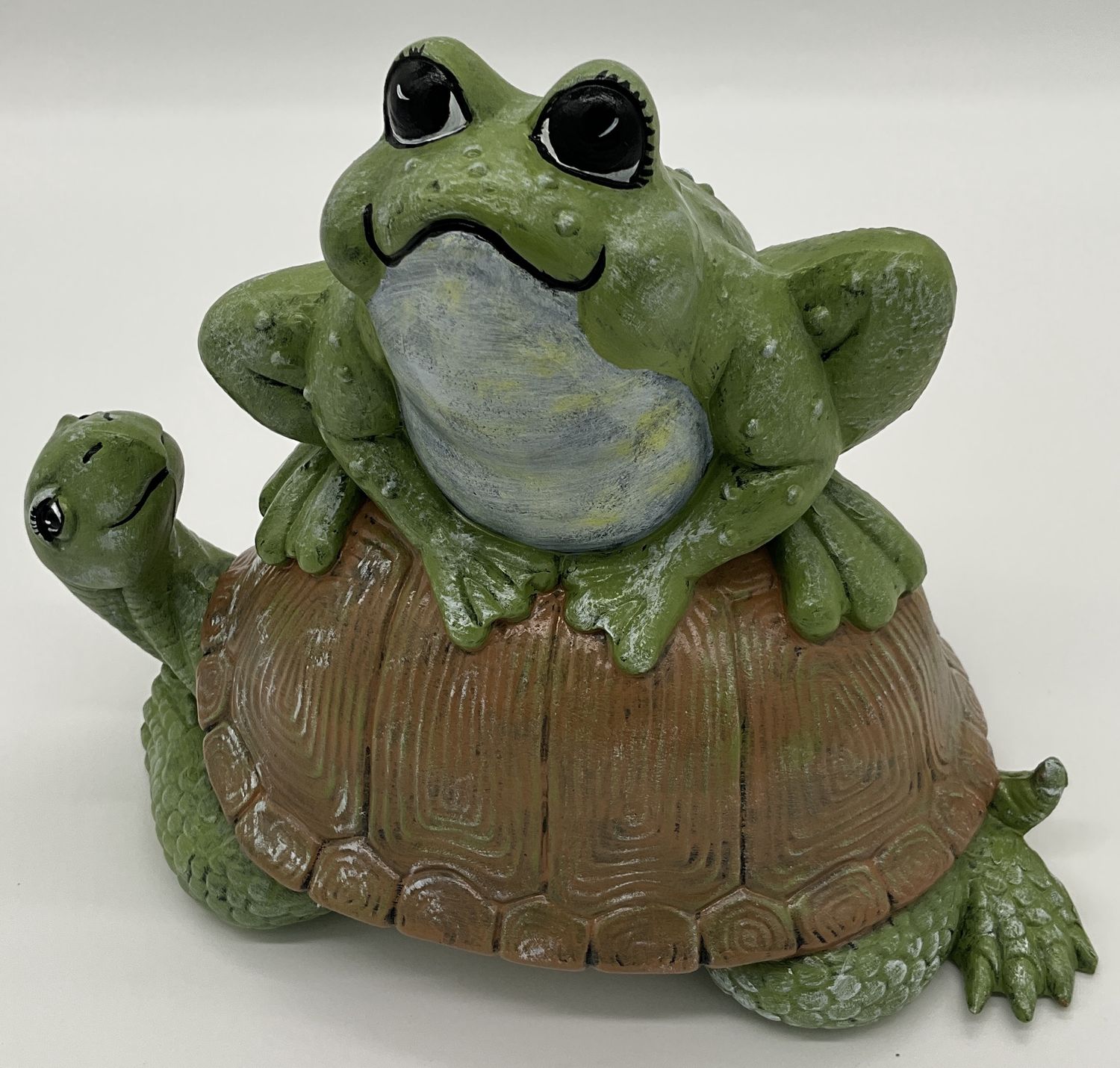 Frog on turtle  ceramic