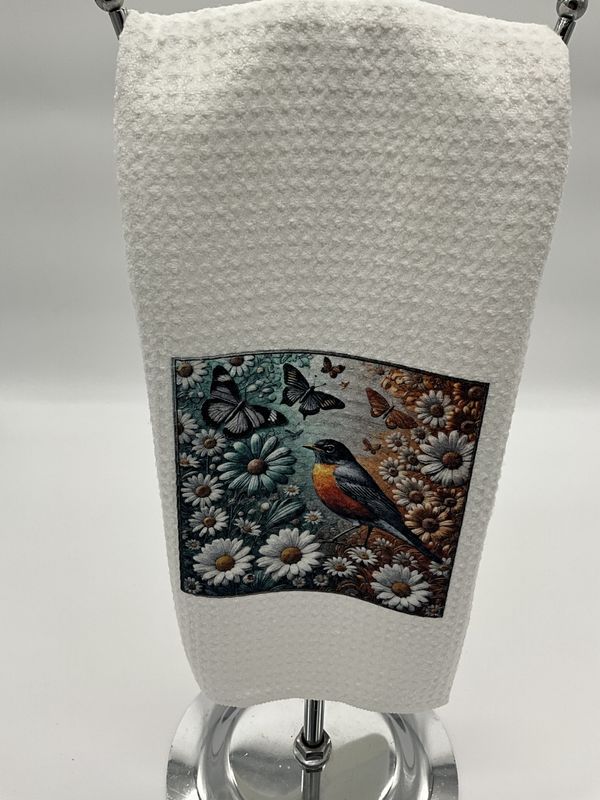 Robin/floral towel