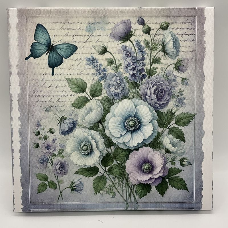 BLUE FLORAL BUTTERFLY WRITING CANVAS