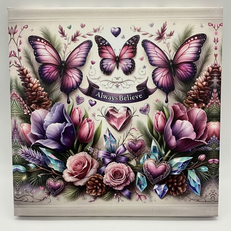 Always Believe canvas floral &amp; butterfly
