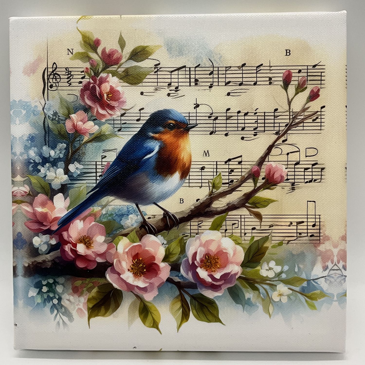 Bird music background canvas 8 X8