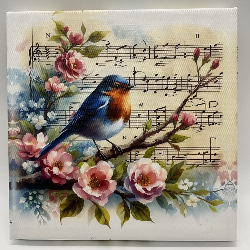 Bird music background canvas 8 X8