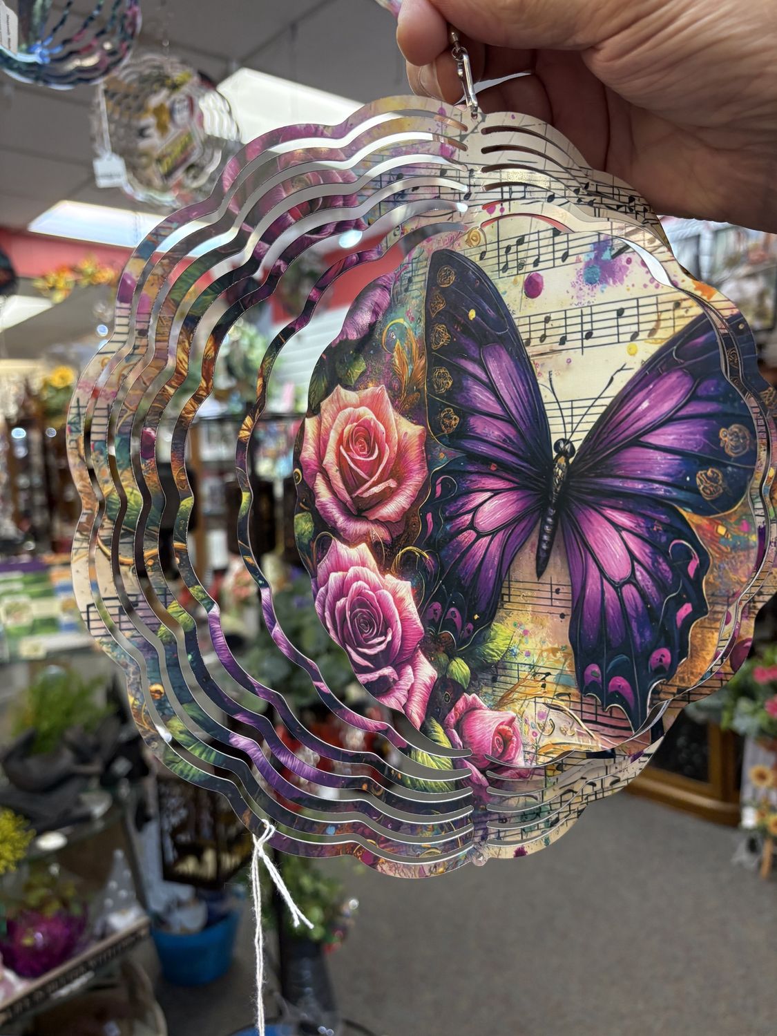 SPINNER PURPLE BUTTERFLY &amp; FLORAL