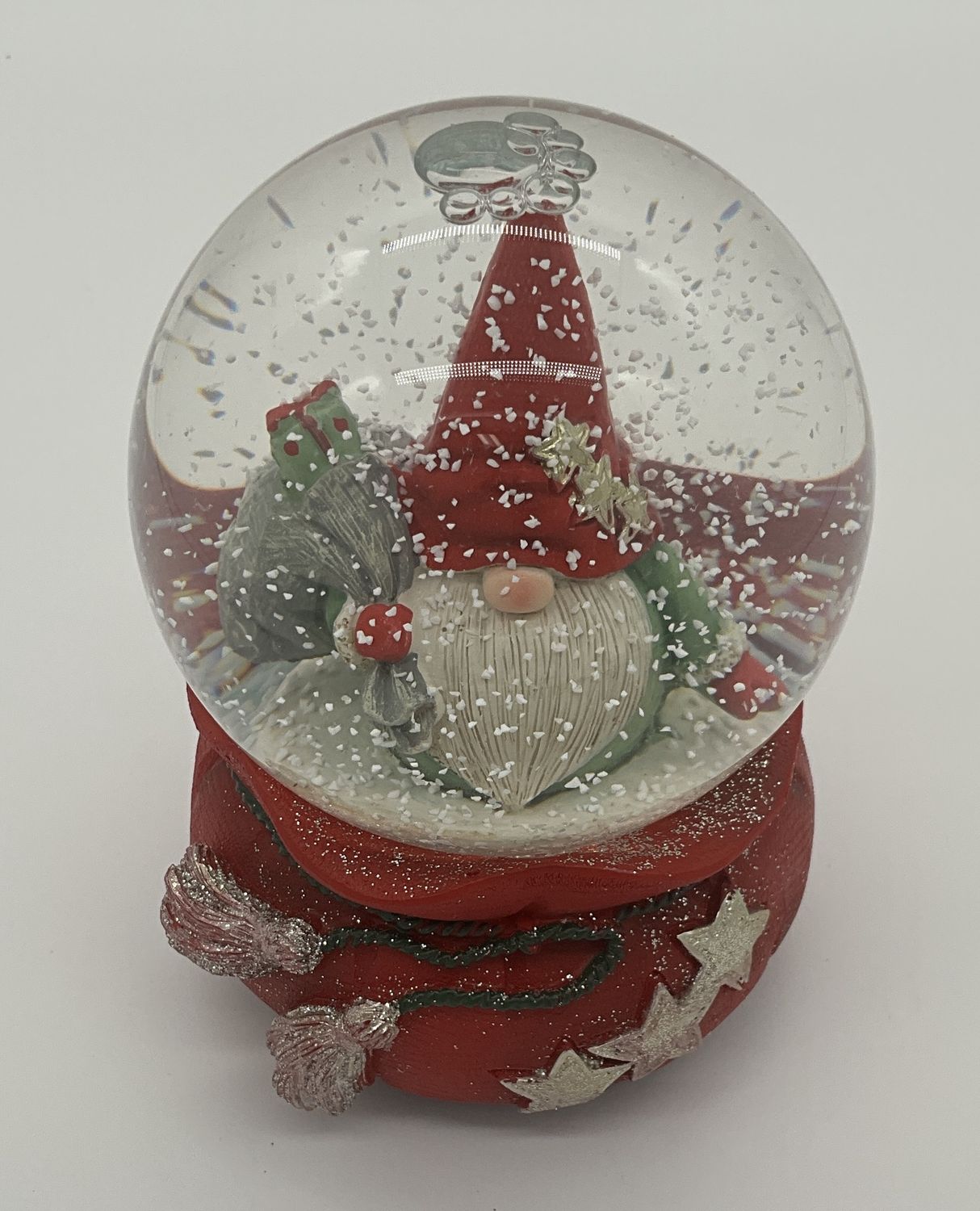 gnome snow globe w music box