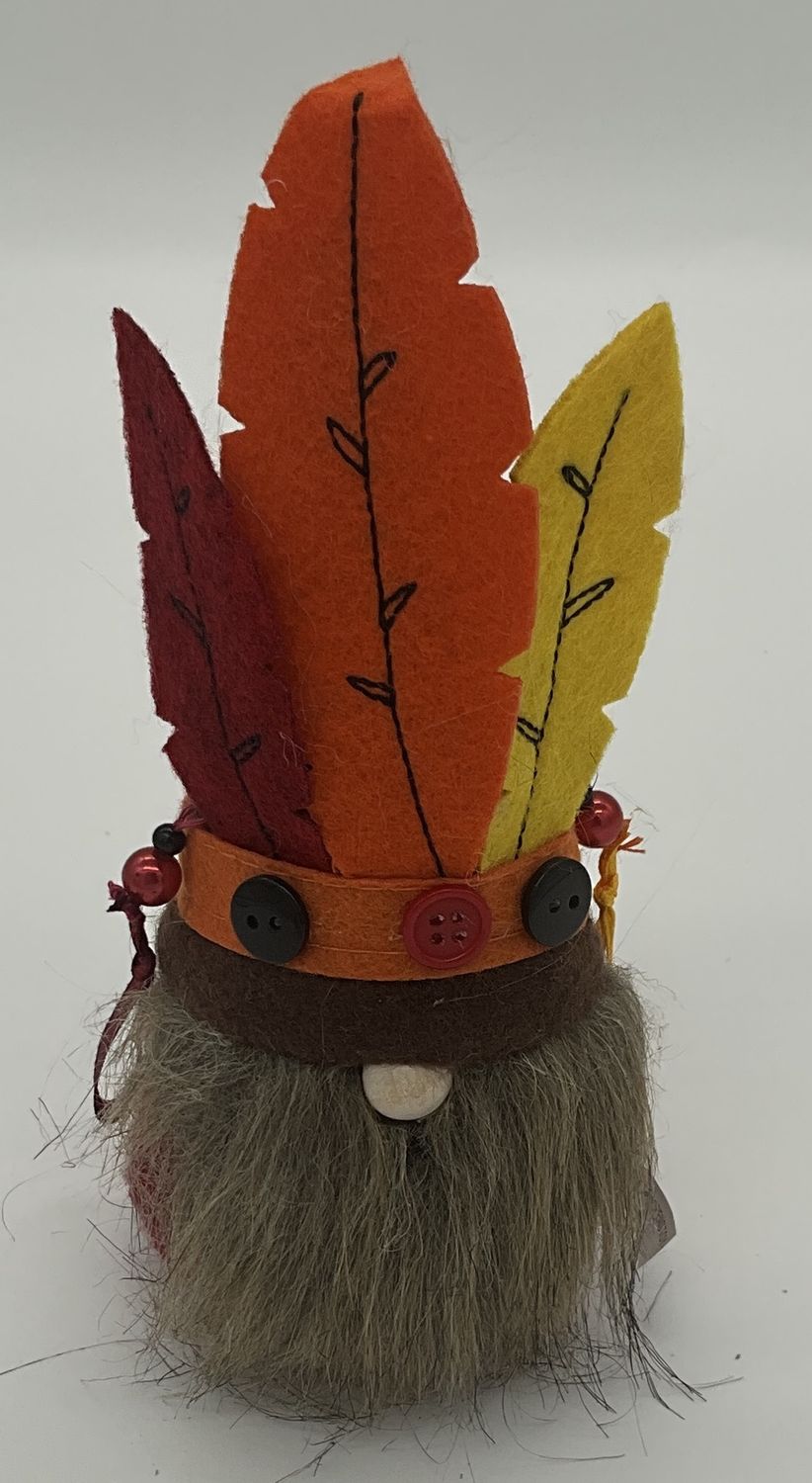 Indian sm gnomes w/felt feather