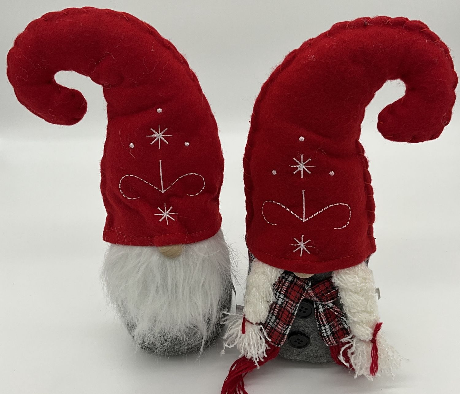 red/grey gnome curled hat Nordi