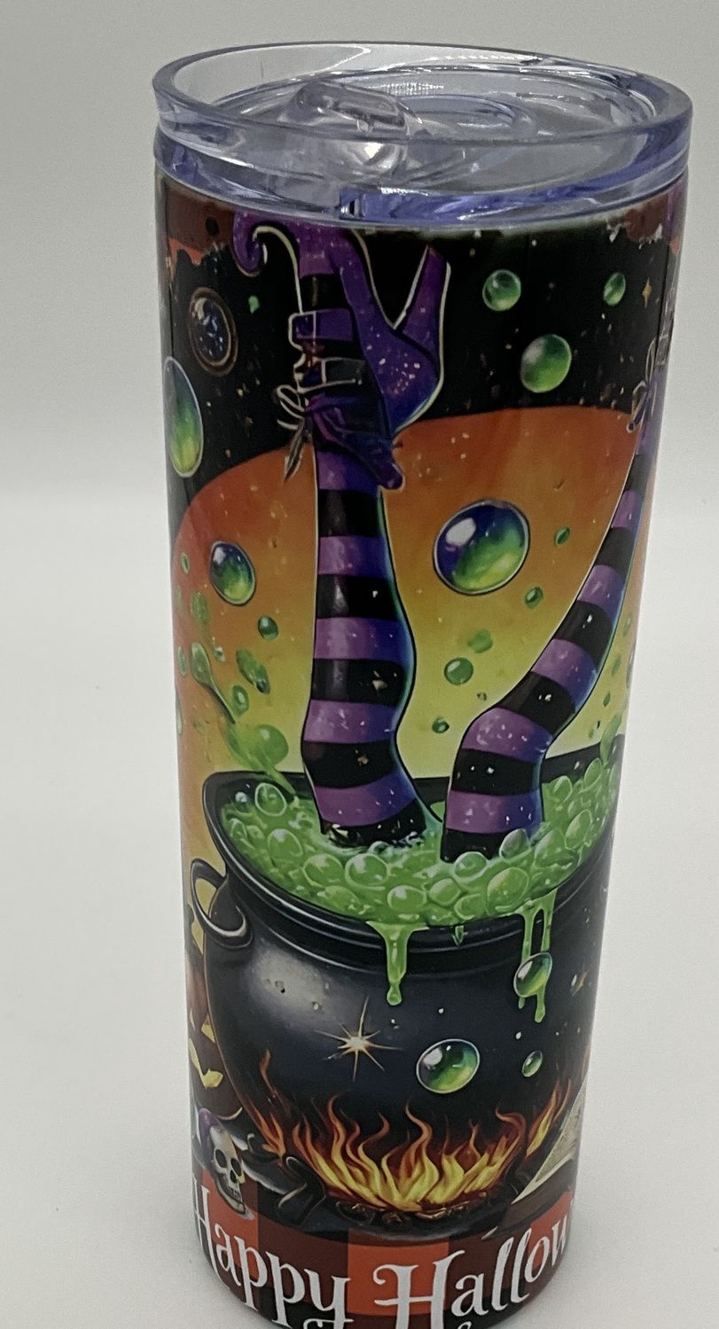 Halloween tumbler w/witches legs