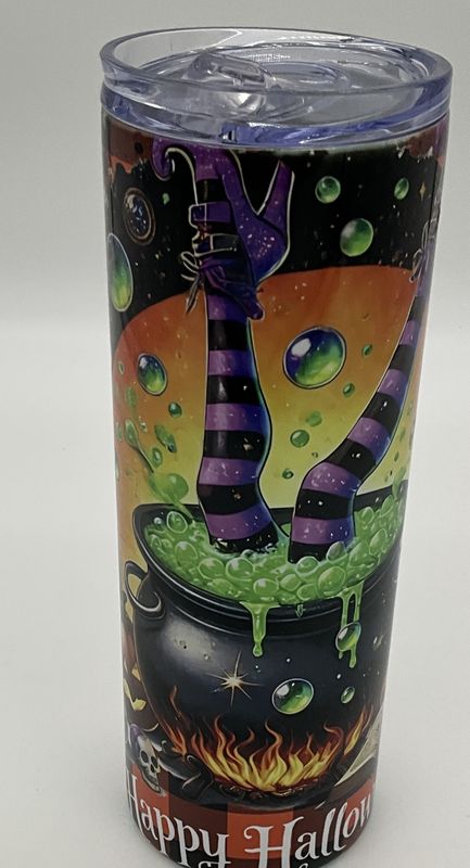 Halloween tumbler w/witches legs