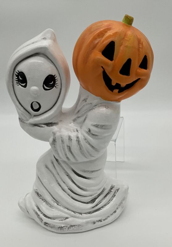 Ghost pumpkin head ceramic