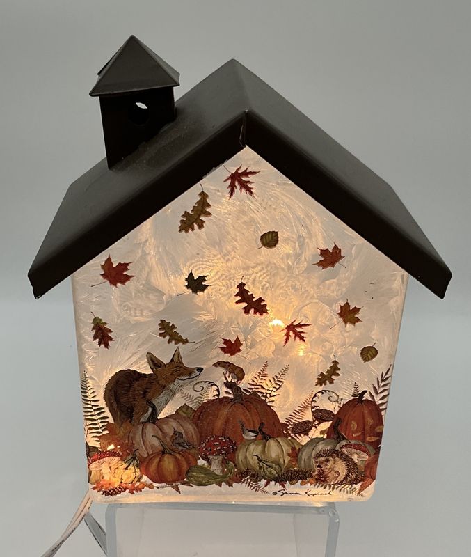 glass birdhouse autumn lt