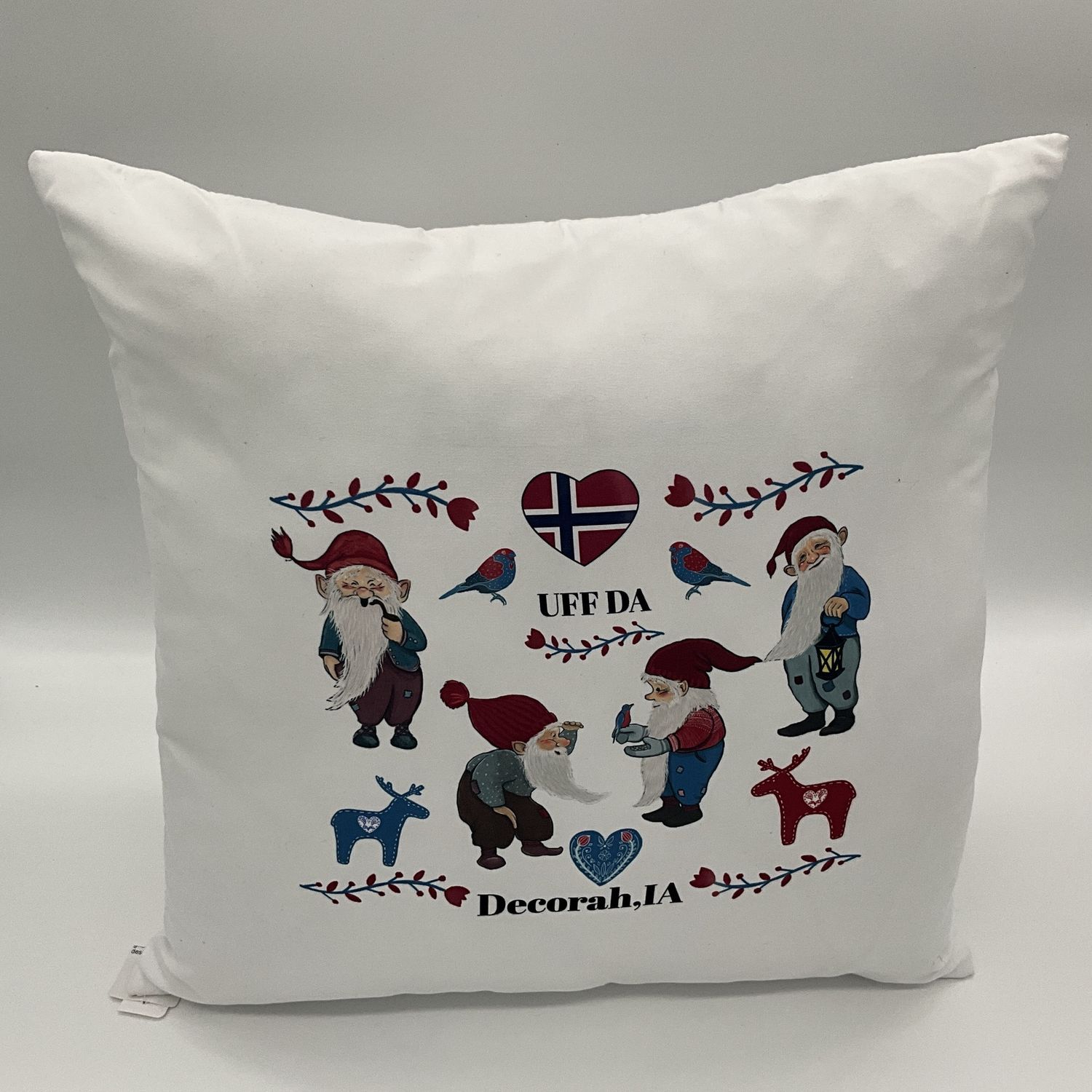 vintage gnome designer pillow