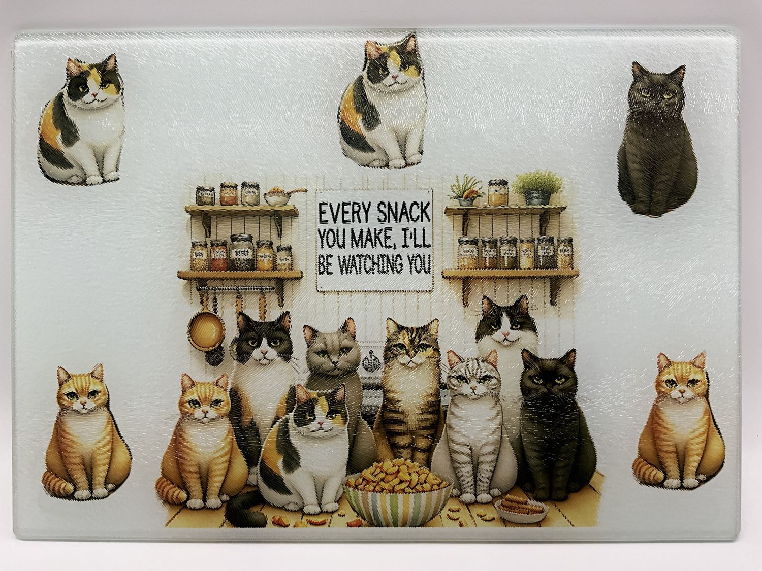 Cats watching glass characuterie