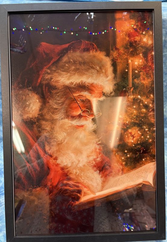 Santa reading book 11 X17 framed