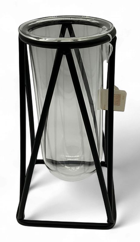 Black Metal Stand with Glass Vase