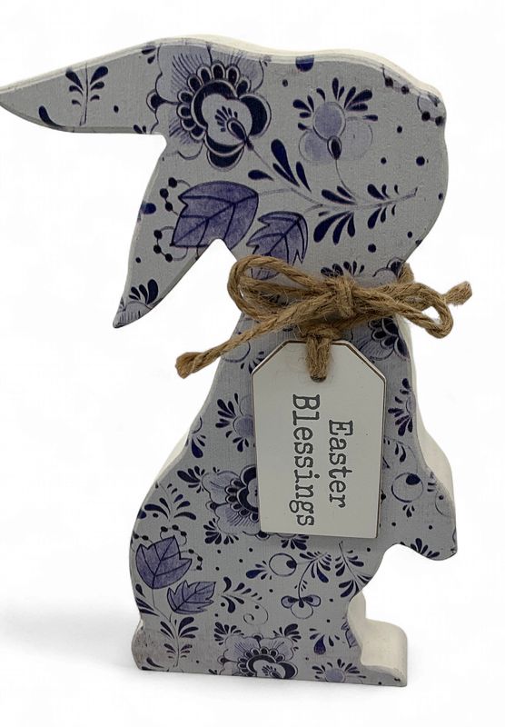 Purple Floral Wood Bunny