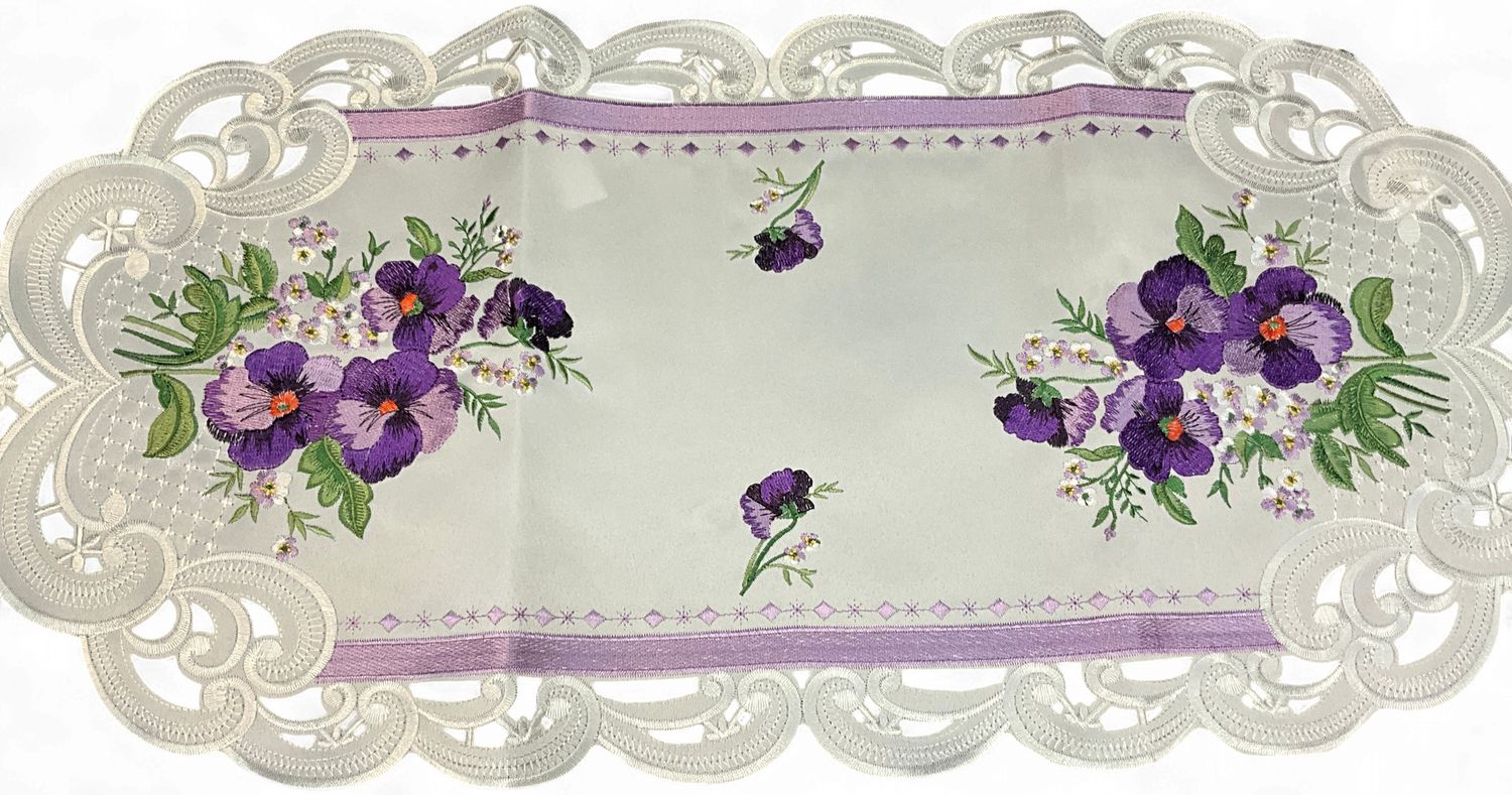 pansy purple emb runner 14 X 28