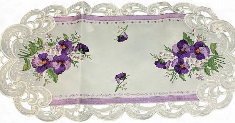 pansy purple emb runner 14 X 28
