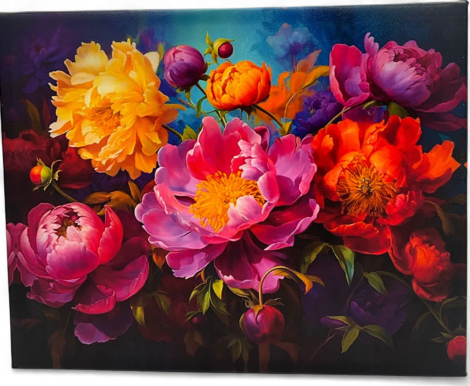 FLORAL COLORFUL PEONY CANVAS PRINT CANVAS