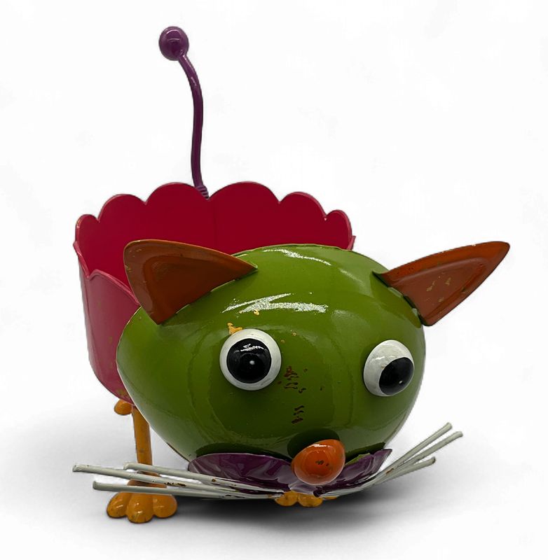 Cat Planter Metal Colorful