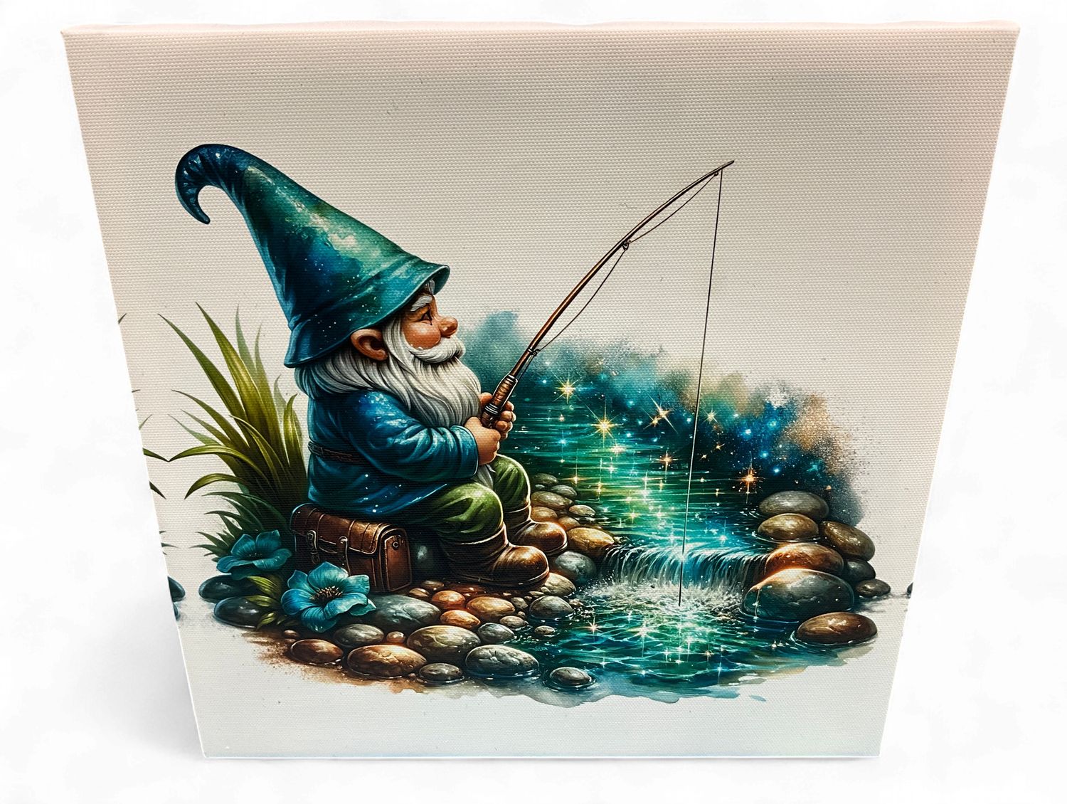 Gnome Fishing Along Shore Canvas Print