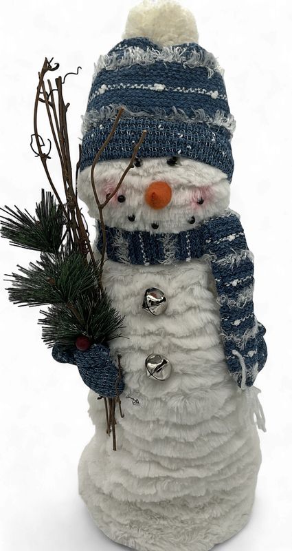 SNOWMAN  FLUFFY STANDING With Greens